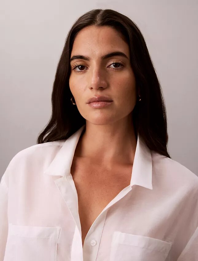 Chemise ample boutonnée en coton mélangé Chemise ample boutonnée en coton mélangé