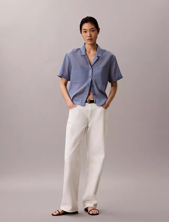 Chemise ample boutonnée en coton mélangé Chemise ample boutonnée en coton mélangé