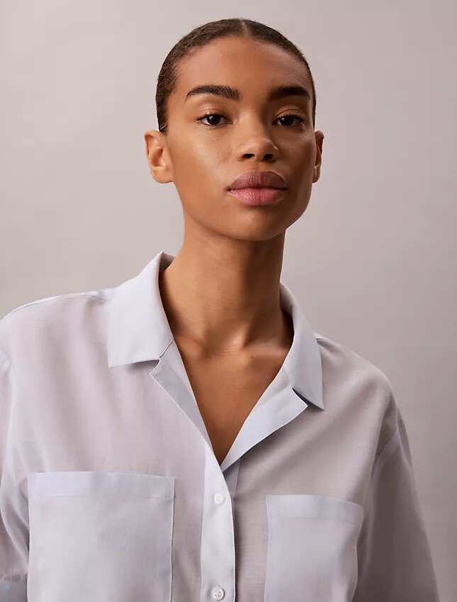 Chemise ample boutonnée en coton mélangé Chemise ample boutonnée en coton mélangé