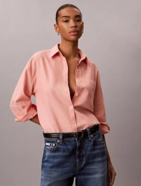 Chemise ample boutonnée en mélange de lin