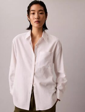 Chemise ample boutonnée en mélange de lin