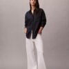 Chemise ample boutonnée en mélange de lin Chemise ample boutonnée en mélange de lin