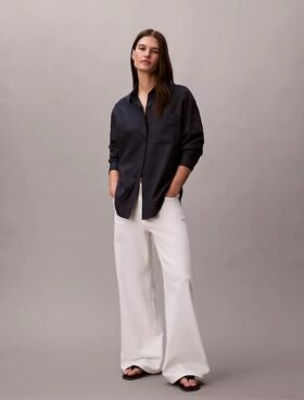 Chemise ample boutonnée en mélange de lin