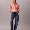 Chemise ample boutonnée en mélange de lin Chemise ample boutonnée en mélange de lin