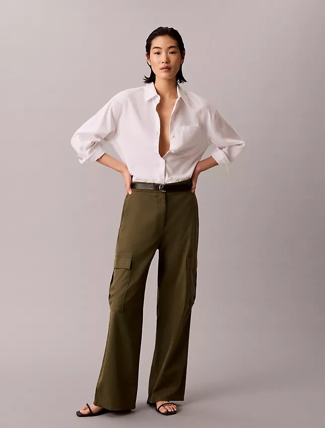 Chemise ample boutonnée en mélange de lin Chemise ample boutonnée en mélange de lin