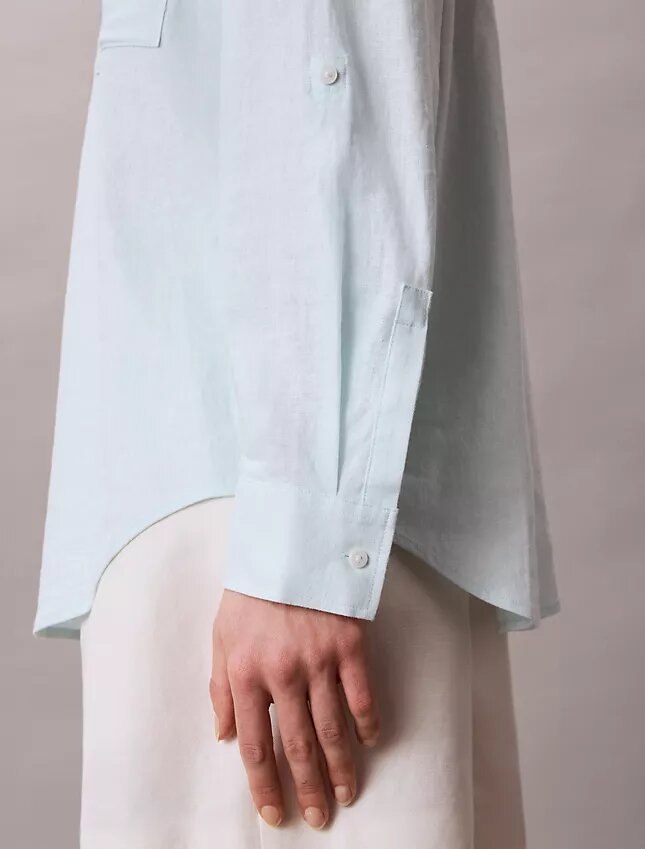 Chemise ample boutonnée en mélange de lin Chemise ample boutonnée en mélange de lin