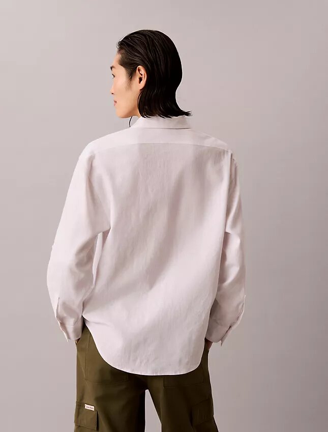 Chemise ample boutonnée en mélange de lin Chemise ample boutonnée en mélange de lin
