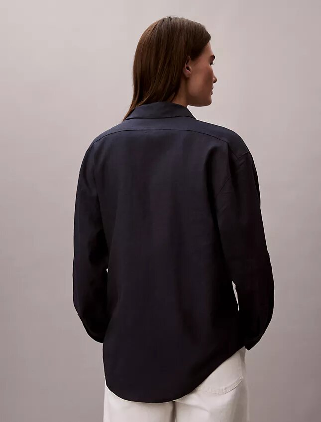 Chemise ample boutonnée en mélange de lin Chemise ample boutonnée en mélange de lin