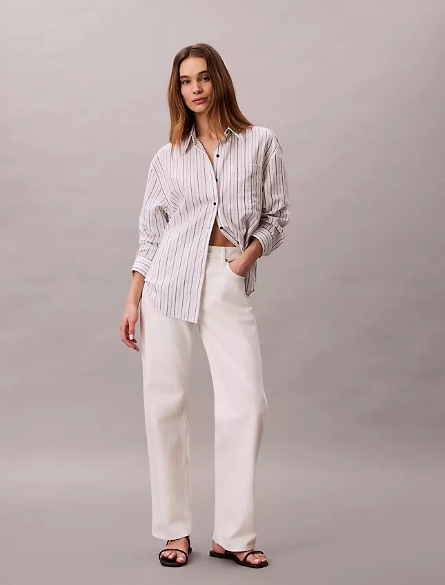 Chemise ample boutonnée en mélange de lin Chemise ample boutonnée en mélange de lin