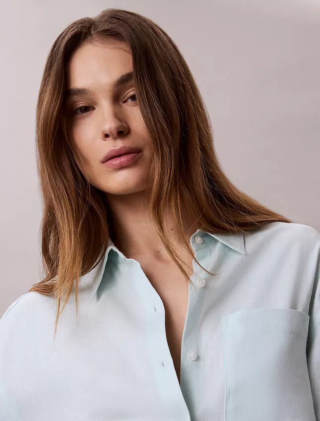 Chemise ample boutonnée en mélange de lin Chemise ample boutonnée en mélange de lin