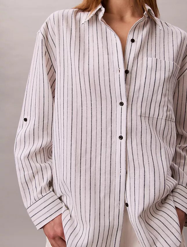 Chemise ample boutonnée en mélange de lin Chemise ample boutonnée en mélange de lin