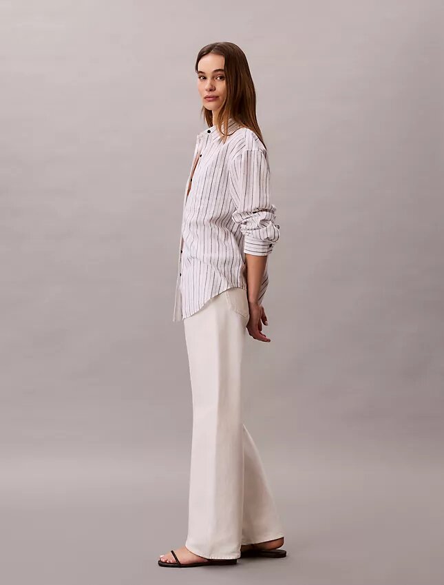 Chemise ample boutonnée en mélange de lin Chemise ample boutonnée en mélange de lin