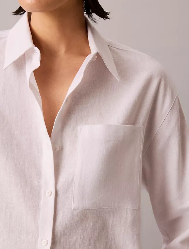 Chemise ample boutonnée en mélange de lin Chemise ample boutonnée en mélange de lin