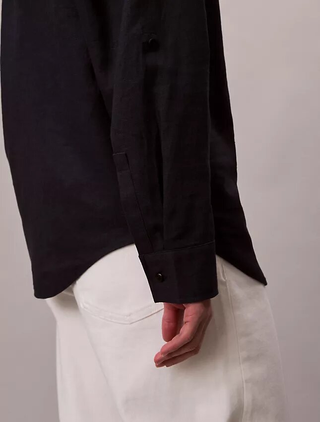 Chemise ample boutonnée en mélange de lin Chemise ample boutonnée en mélange de lin