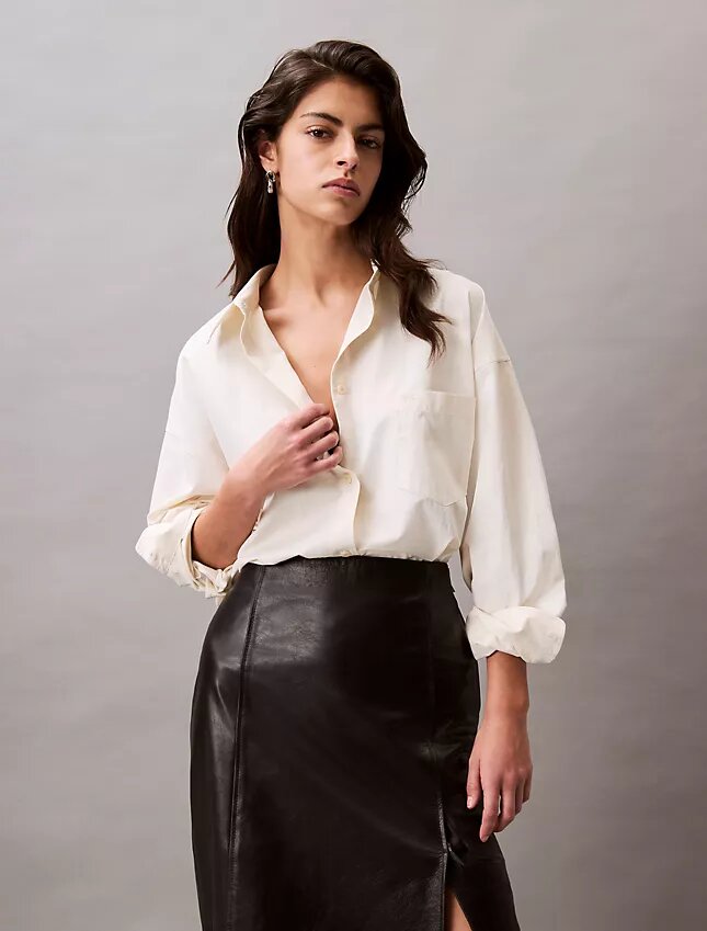 Chemise ample boutonnée en mélange de viscose Chemise ample boutonnée en mélange de viscose