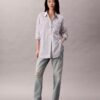 Chemise ample à boutons en popeline rayée Chemise ample à boutons en popeline rayée