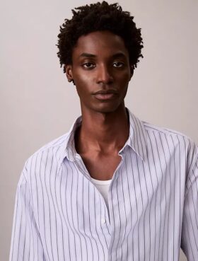 Chemise ample à rayures en coton, boutonnée