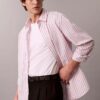 Chemise ample à rayures en coton, boutonnée Chemise ample à rayures en coton, boutonnée