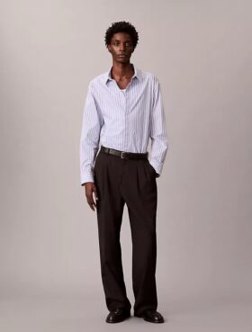 Chemise ample à rayures en coton, boutonnée