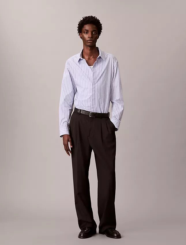 Chemise ample à rayures en coton, boutonnée Chemise ample à rayures en coton, boutonnée