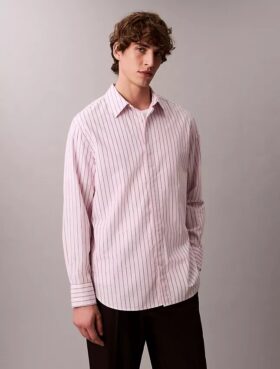 Chemise ample à rayures en coton, boutonnée