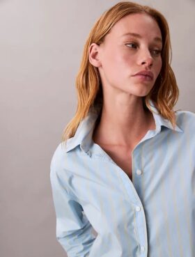 Chemise ample à rayures en coton, boutonnée