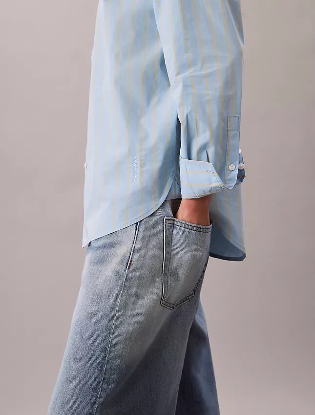 Chemise ample à rayures en coton, boutonnée Chemise ample à rayures en coton, boutonnée