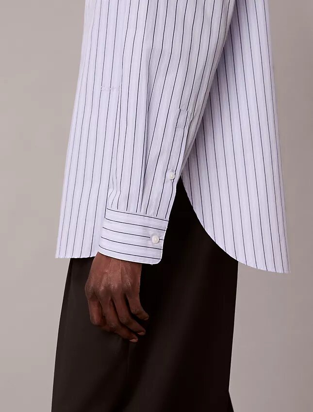 Chemise ample à rayures en coton, boutonnée Chemise ample à rayures en coton, boutonnée