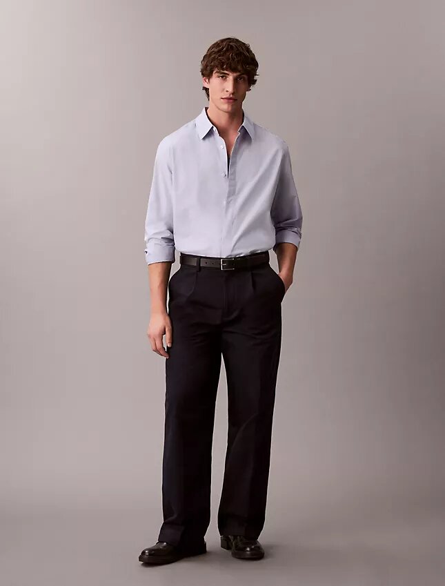 Chemise boutonnée ample en coton uni Chemise boutonnée ample en coton uni
