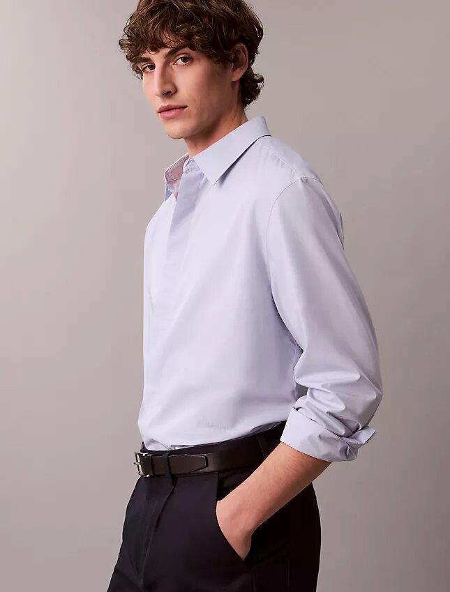 Chemise boutonnée ample en coton uni Chemise boutonnée ample en coton uni