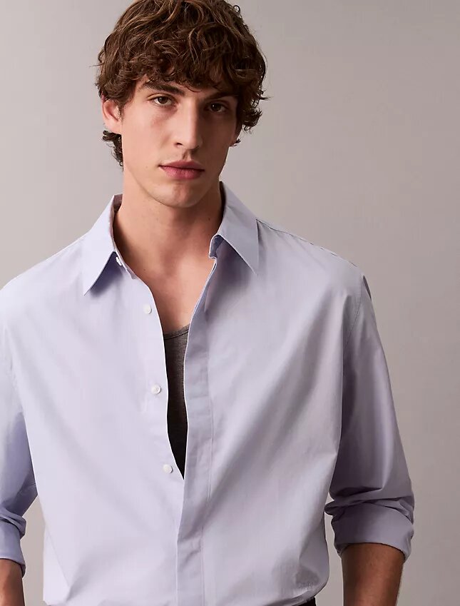 Chemise boutonnée ample en coton uni Chemise boutonnée ample en coton uni