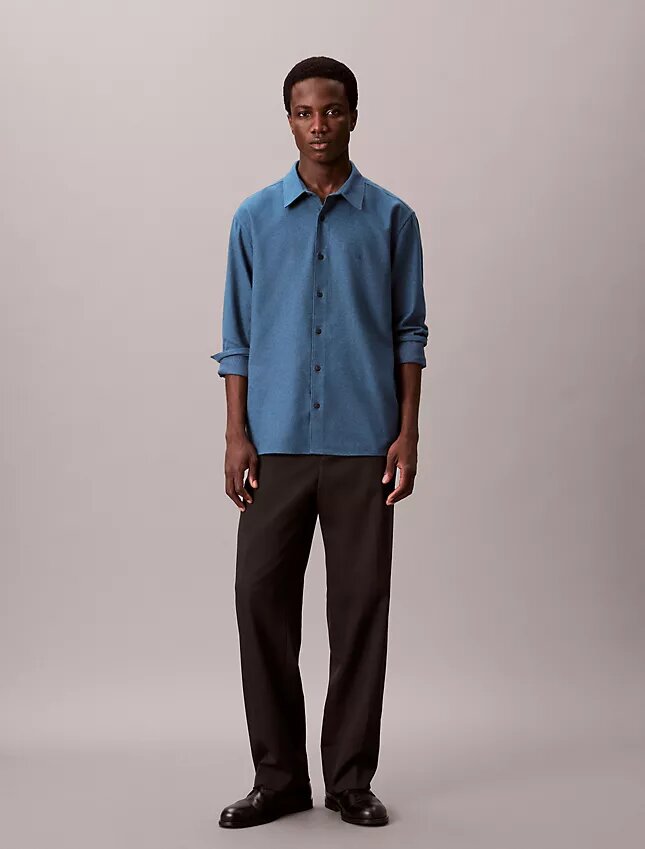 Chemise boutonnée ample en flanelle mélangée Chemise boutonnée ample en flanelle mélangée