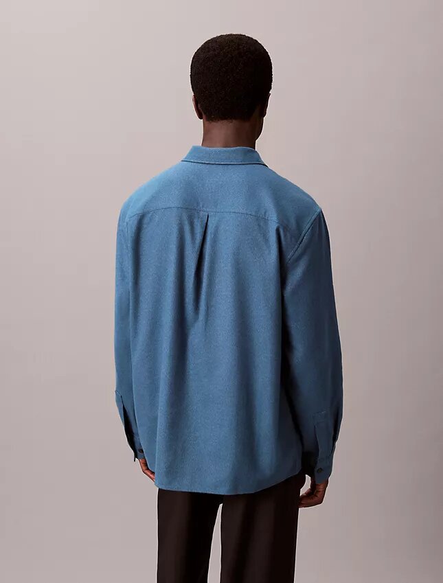 Chemise boutonnée ample en flanelle mélangée Chemise boutonnée ample en flanelle mélangée