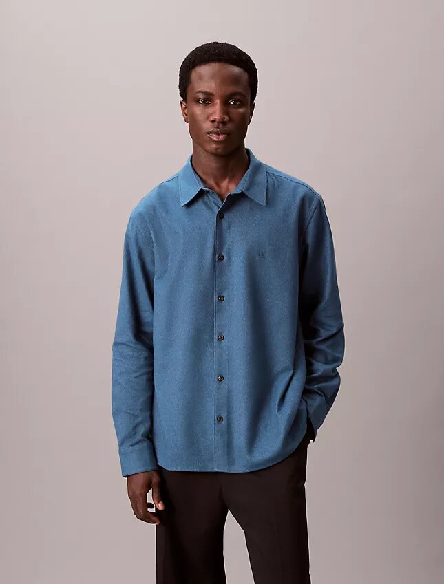 Chemise boutonnée ample en flanelle mélangée Chemise boutonnée ample en flanelle mélangée