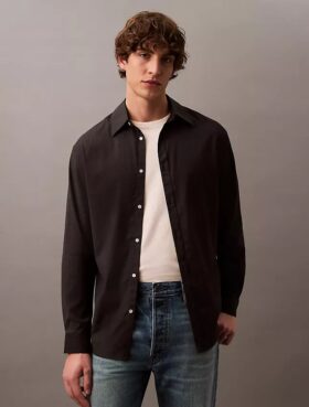 Chemise boutonnée ample en mélange de laine