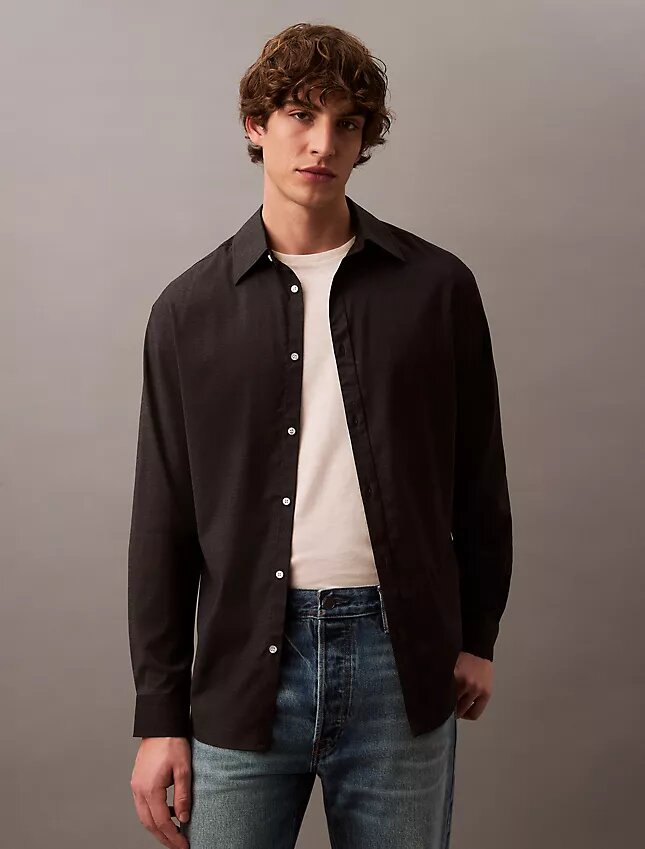 Chemise boutonnée ample en mélange de laine Chemise boutonnée ample en mélange de laine