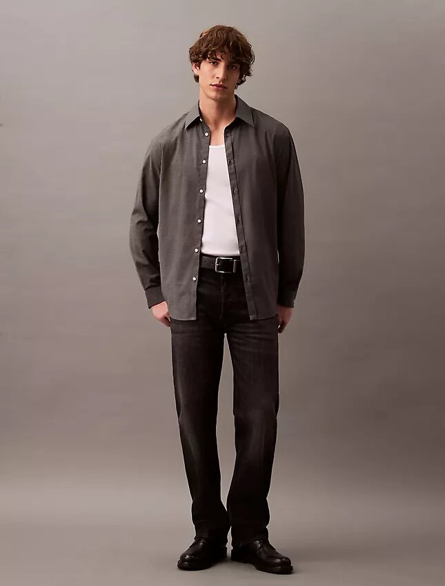 Chemise boutonnée ample en mélange de laine Chemise boutonnée ample en mélange de laine