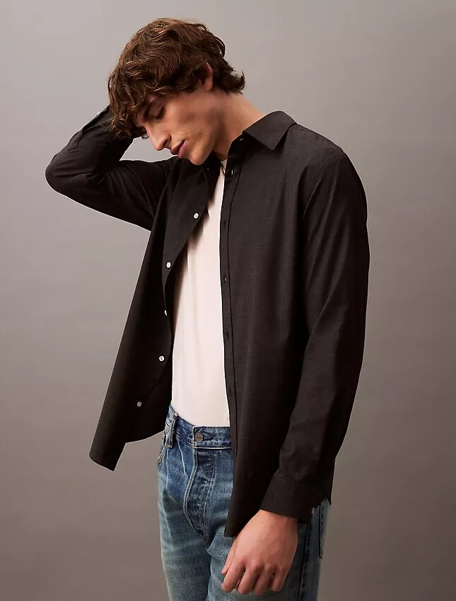 Chemise boutonnée ample en mélange de laine Chemise boutonnée ample en mélange de laine