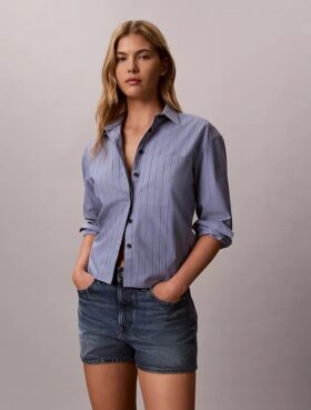 Chemise boutonnée ample en popeline de coton