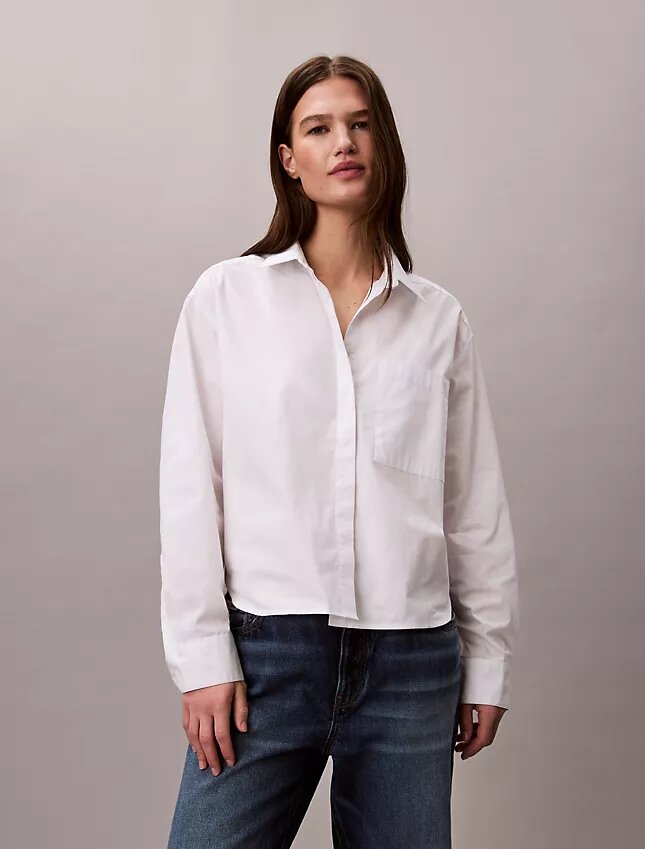 Chemise boutonnée ample en popeline de coton Chemise boutonnée ample en popeline de coton