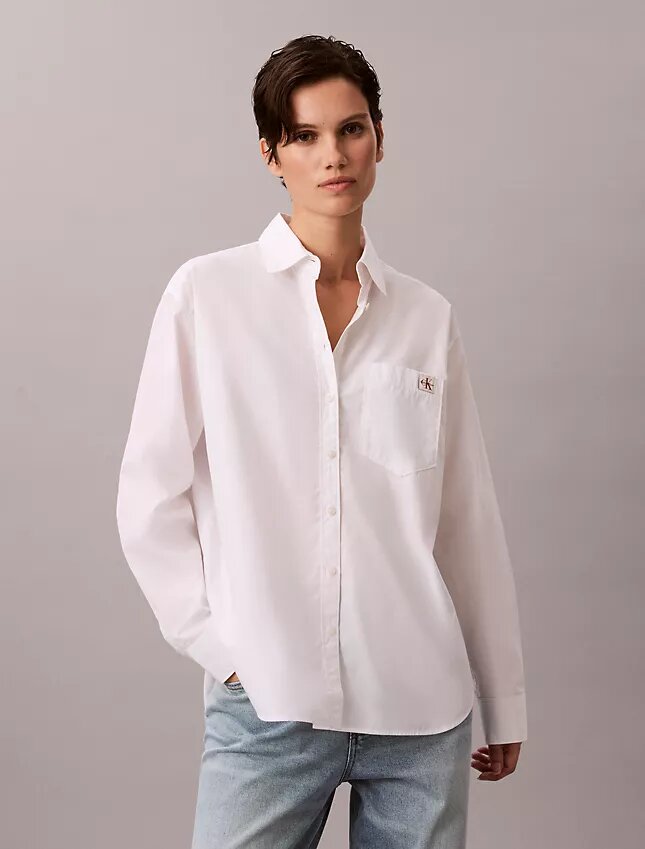 Chemise boutonnée ample en popeline de coton Chemise boutonnée ample en popeline de coton
