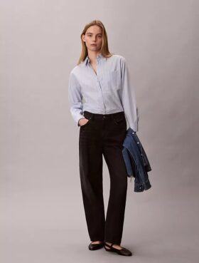 Chemise boutonnée ample en popeline de coton