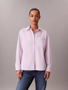 Chemise boutonnée ample en popeline de coton
