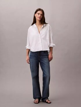 Chemise boutonnée ample en popeline de coton