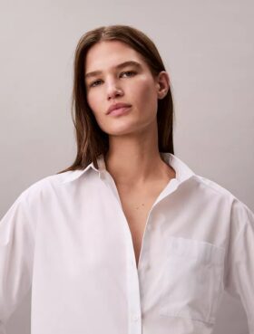 Chemise boutonnée ample en popeline de coton