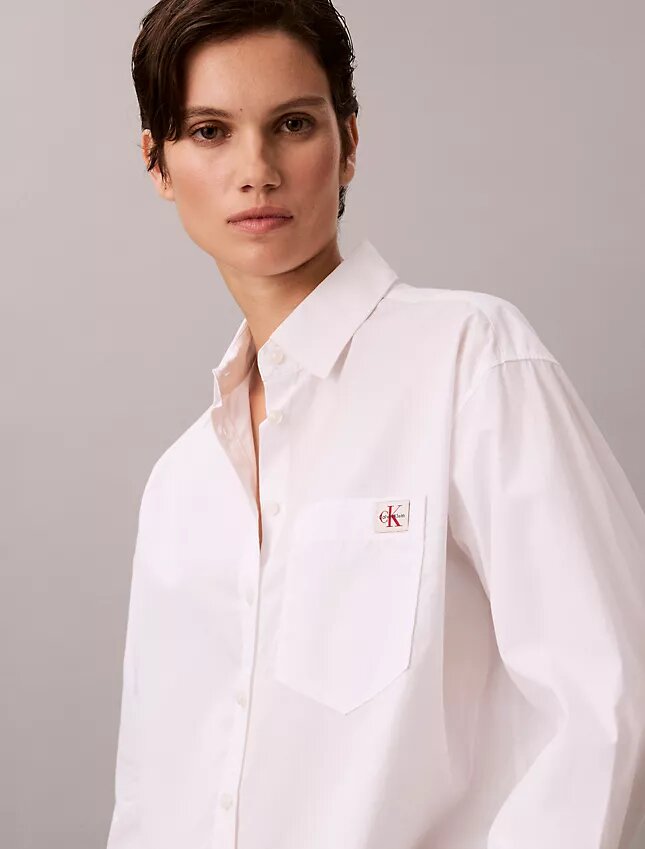 Chemise boutonnée ample en popeline de coton Chemise boutonnée ample en popeline de coton