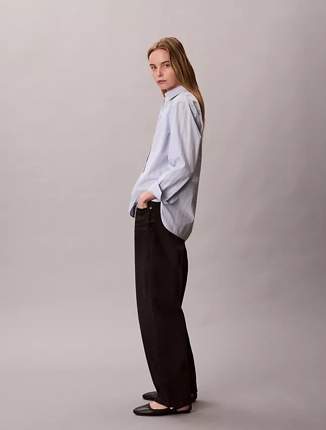 Chemise boutonnée ample en popeline de coton Chemise boutonnée ample en popeline de coton