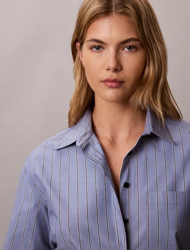 Chemise boutonnée ample en popeline de coton Chemise boutonnée ample en popeline de coton