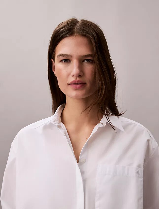 Chemise boutonnée ample en popeline de coton Chemise boutonnée ample en popeline de coton