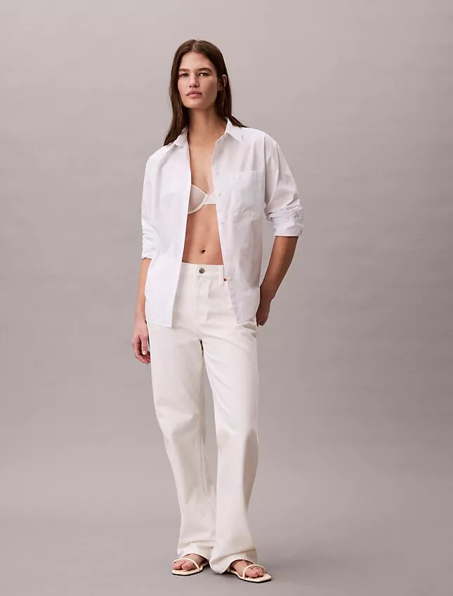Chemise boutonnée ample en popeline de coton Chemise boutonnée ample en popeline de coton